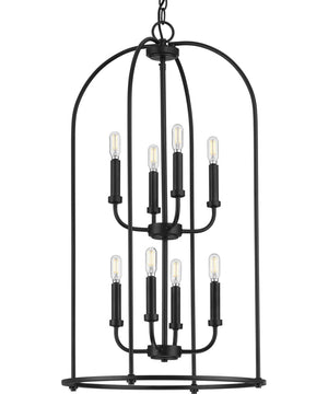 Leyden 8-Light Farmhouse Style Foyer Pendant Light Matte Black