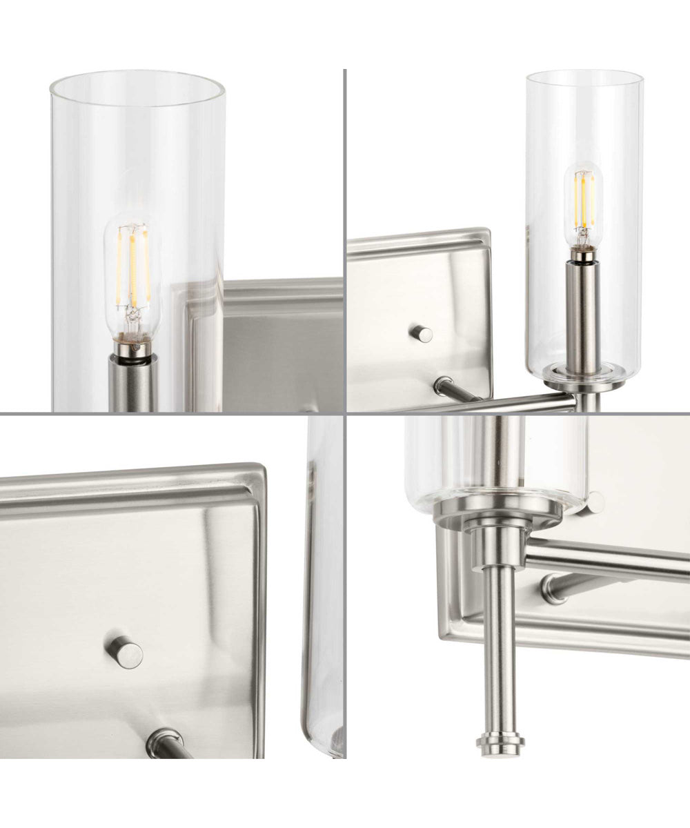 Elara 2-Light New Traditional Clear Glass Bath Vanity Light Brushed Nickel