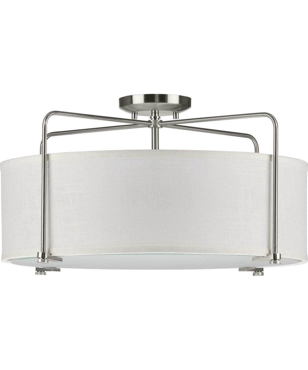 Kempsey 3-Light Semi-Flush Convertible Brushed Nickel