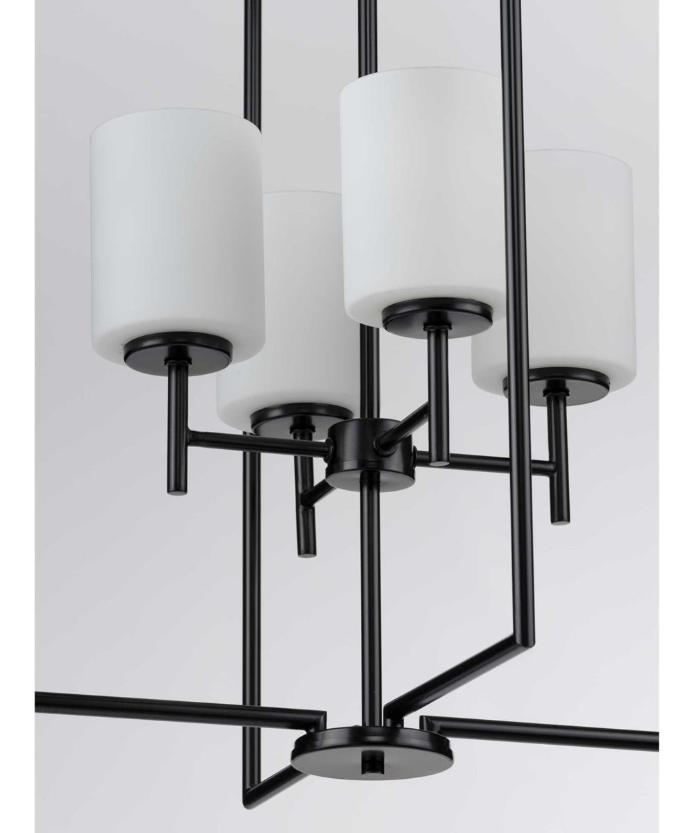 Replay 4-Light Etched White Glass Modern Pendant Light Textured Black