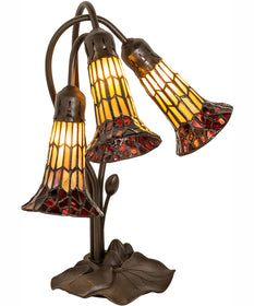 16" High Stained Glass Pond Lily 3 Light Accent Lamp