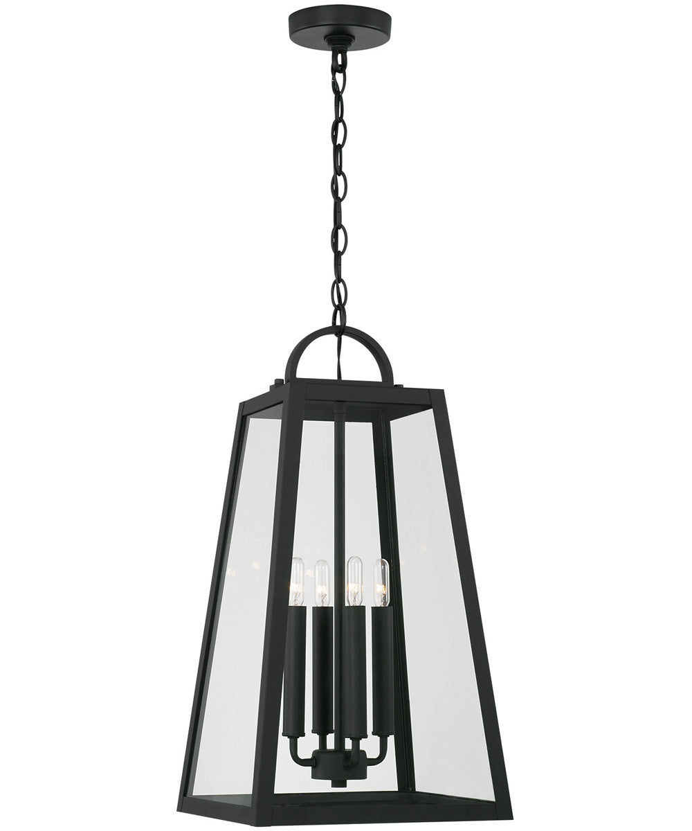 Leighton 4-Light Outdoor Hanging-Lantern Rain or Shine - Black
