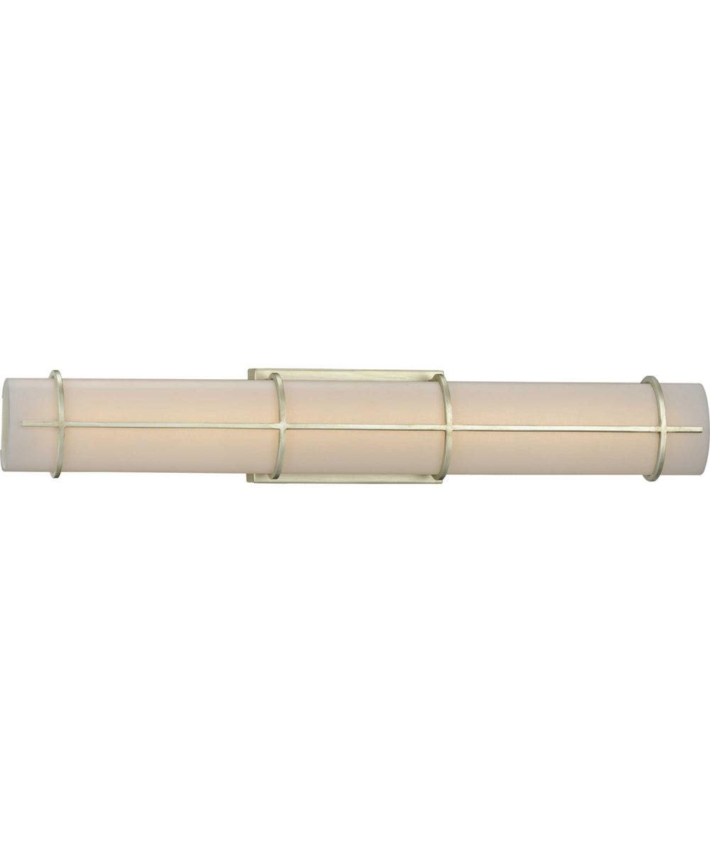 Grid LED 30-inch White Linen Acrylic Modern Style Bath Vanity Wall Light Silver Ridge