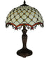 20"H Diamond and Jewel  1-Light Tiffany Table Lamp Brown