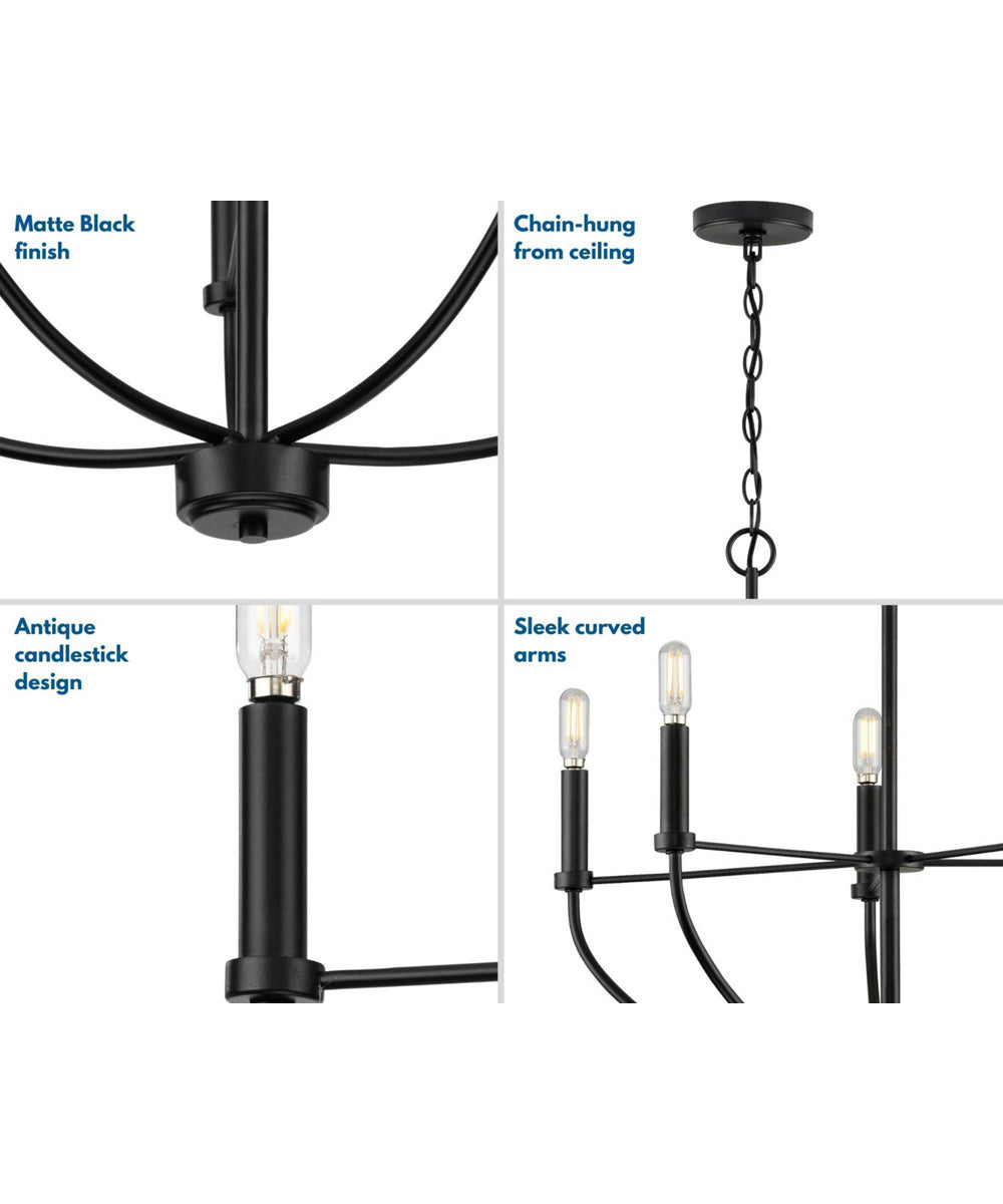 Leyden 5-Light Farmhouse Style Chandelier Matte Black