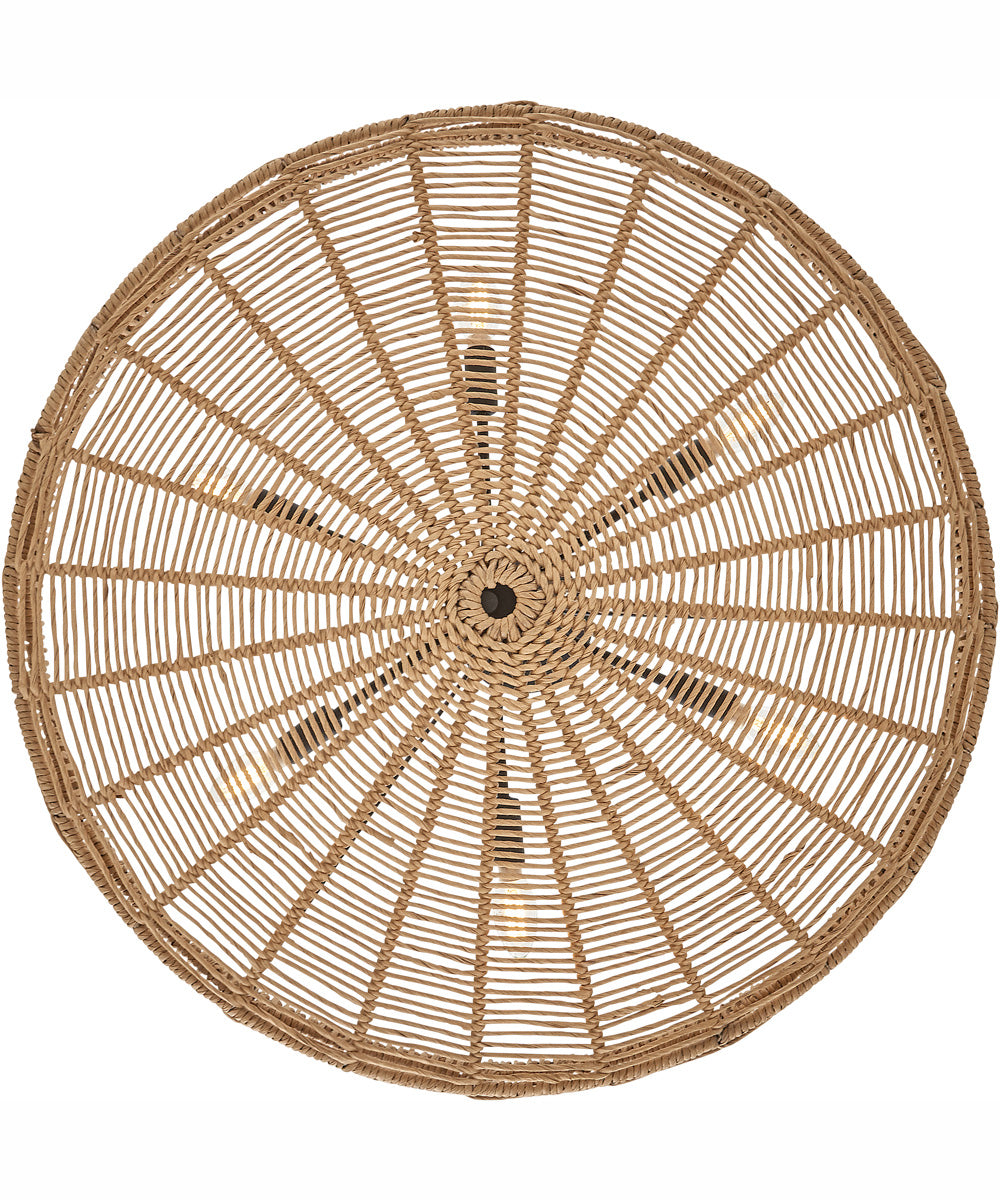 Ophelia 6-Light Medium Convertible Pendant in Black with Natural Shade