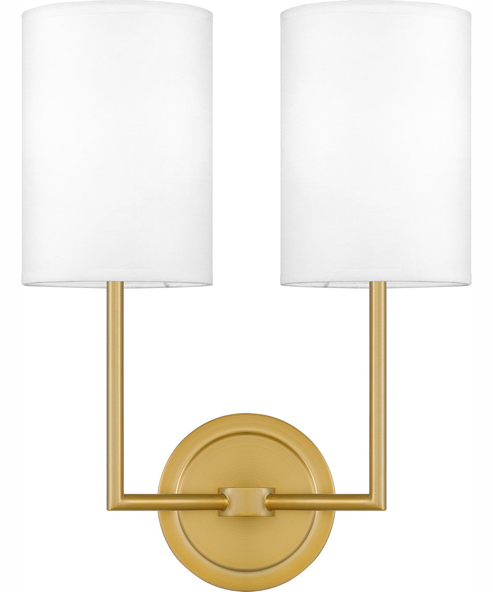 Quoizel Wood Small 2-light Wall Sconce Aged Brass