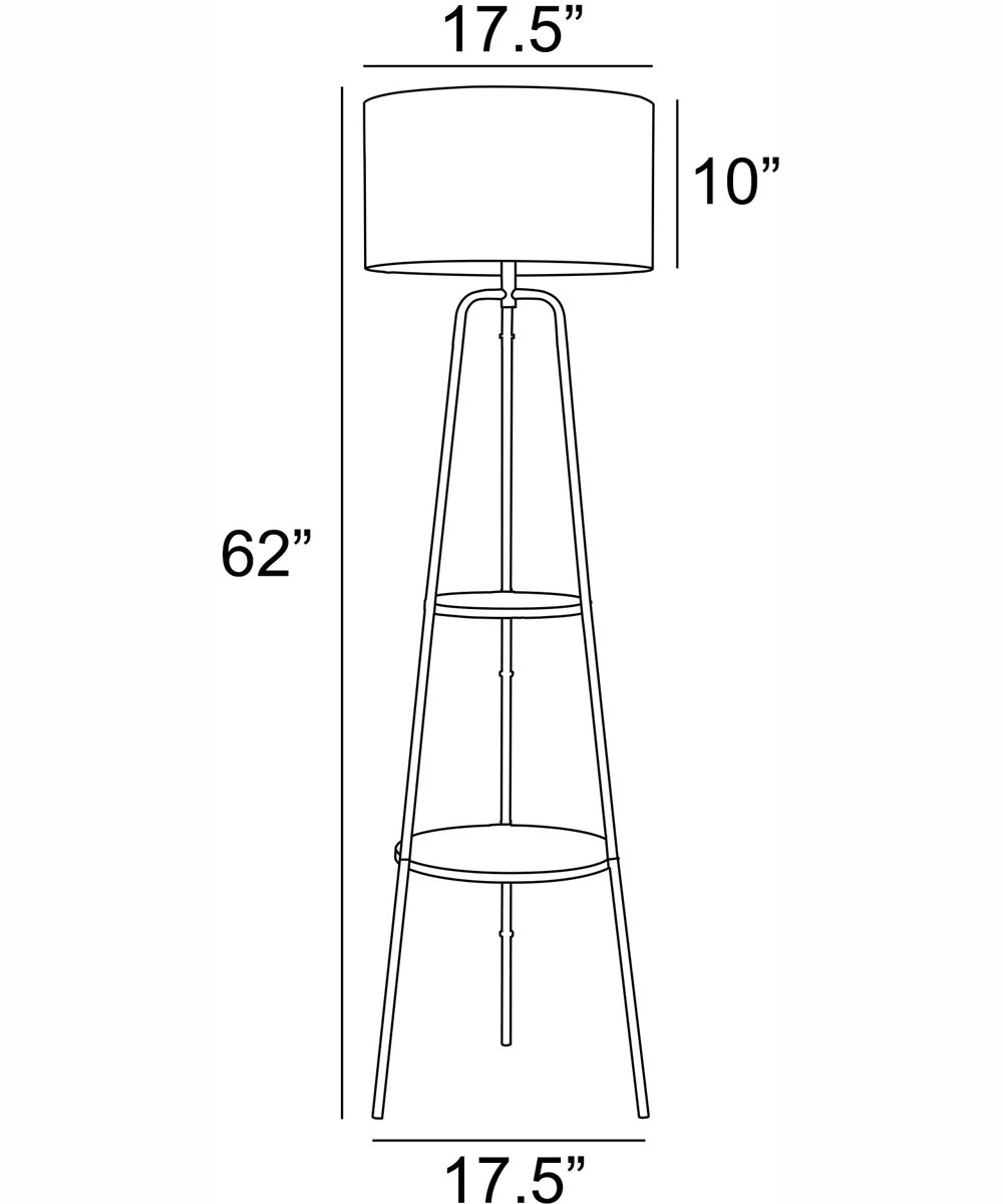 Patterson 1-Light Floor Lamp With Shelves Gold/White Fabric Shade