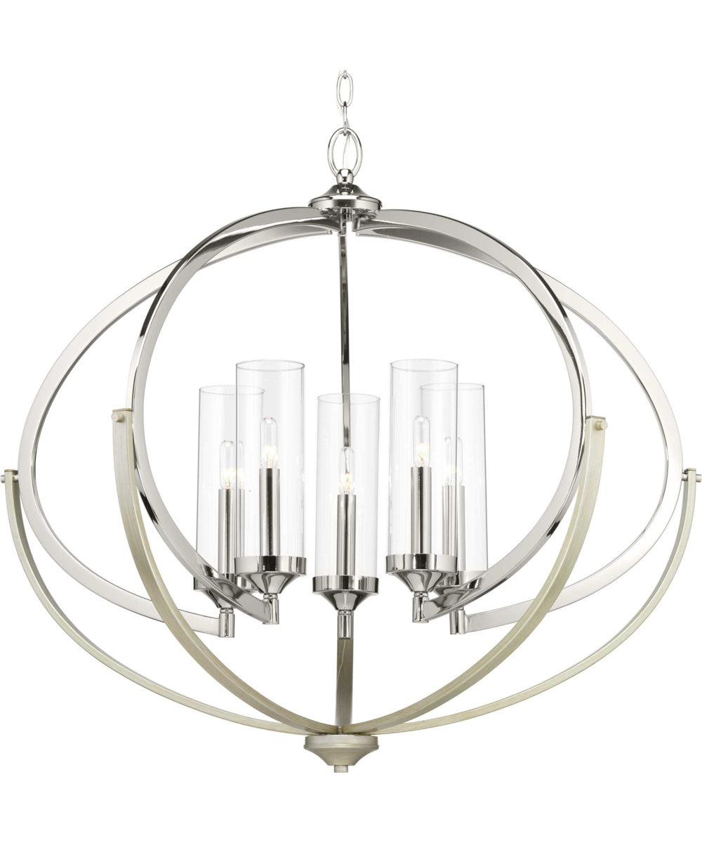 Evoke 5-Light Clear Glass Luxe Chandelier Light Polished Nickel