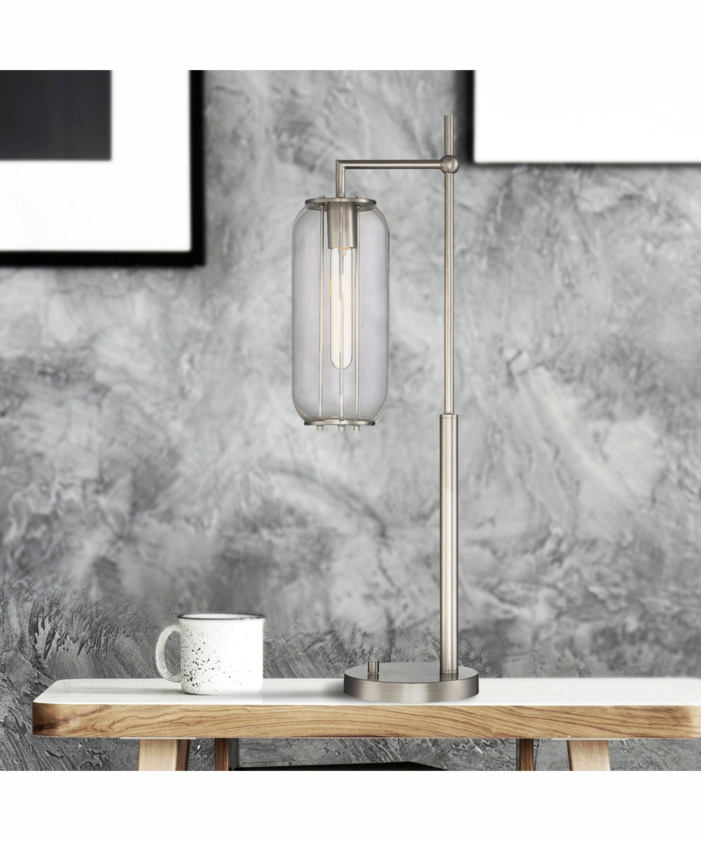 Hagen 1-Light Table Lamp Brushed Nickel/Clear Glass Shade