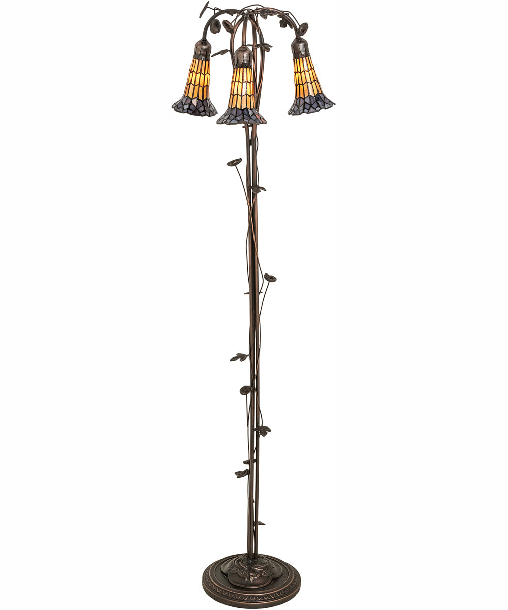 58" High Stained Glass Pond Lily 3 Light Floor Lamp
