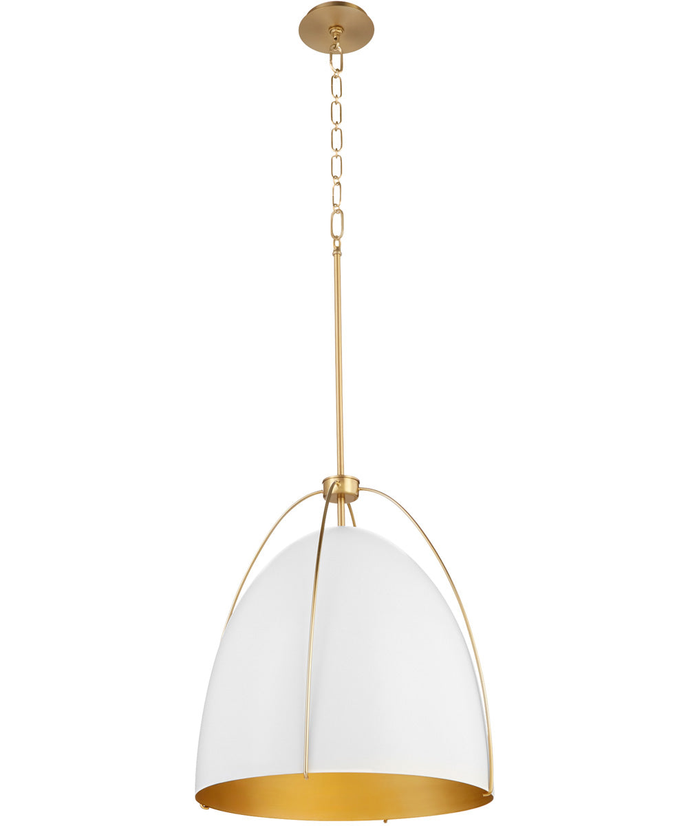 3-light Pendant Studio White w/ Aged Brass