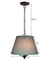 16"W Three light pendant in antique black Finish with Textured Oatmeal Slotted Pendant Empire Shade