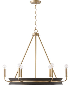 Finn 6-Light Chandelier Black Stain and Matte Brass