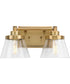 Hinton 2-Light Clear Seeded Glass Farmhouse Bath Vanity Light Vintage Brass