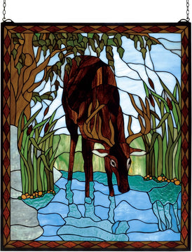 30"H x 25"W Deer Stained Glass Window