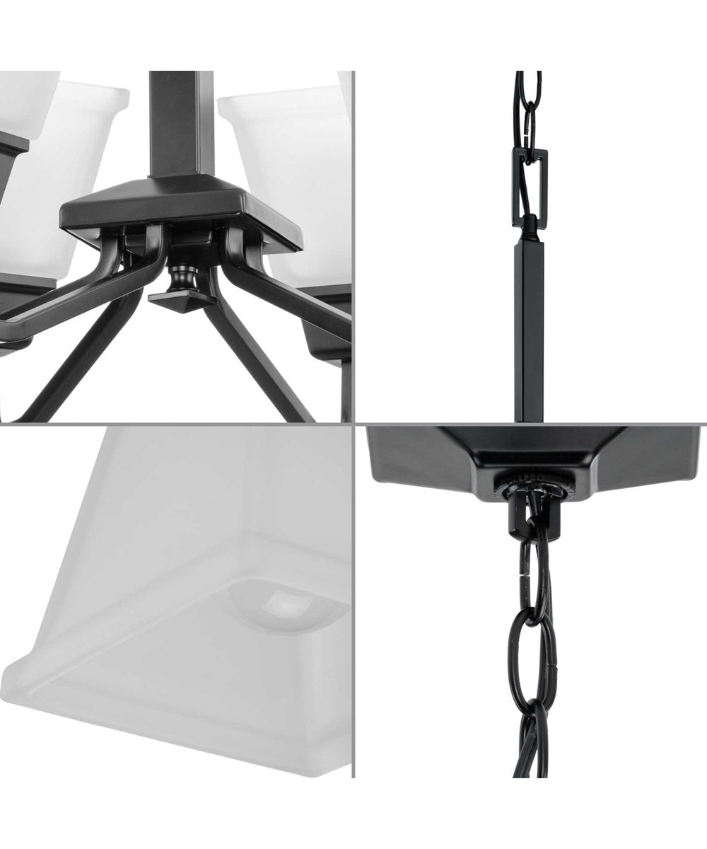 Clifton Heights 6-Light Modern Farmhouse Etched Glass Chandelier Light Matte Black