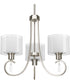 Invite 3-Light White Silk Mylar Shade New Traditional Chandelier Light Brushed Nickel