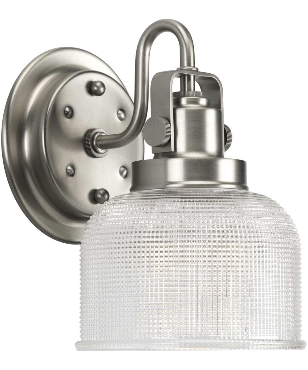 Archie 1-Light Clear Double Prismatic Glass Coastal Bath Vanity Light Antique Nickel