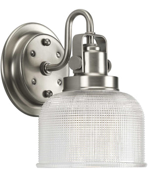 Archie 1-Light Clear Double Prismatic Glass Coastal Bath Vanity Light Antique Nickel