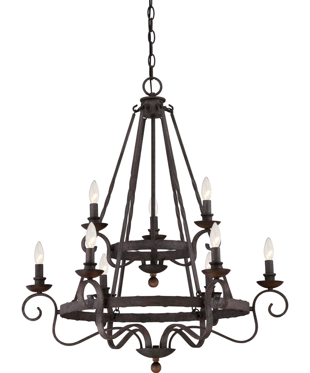 Noble 9-light Chandelier Rustic Black