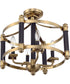 Stanza 4-Light Semi Flush Flat Black/Satin Brass
