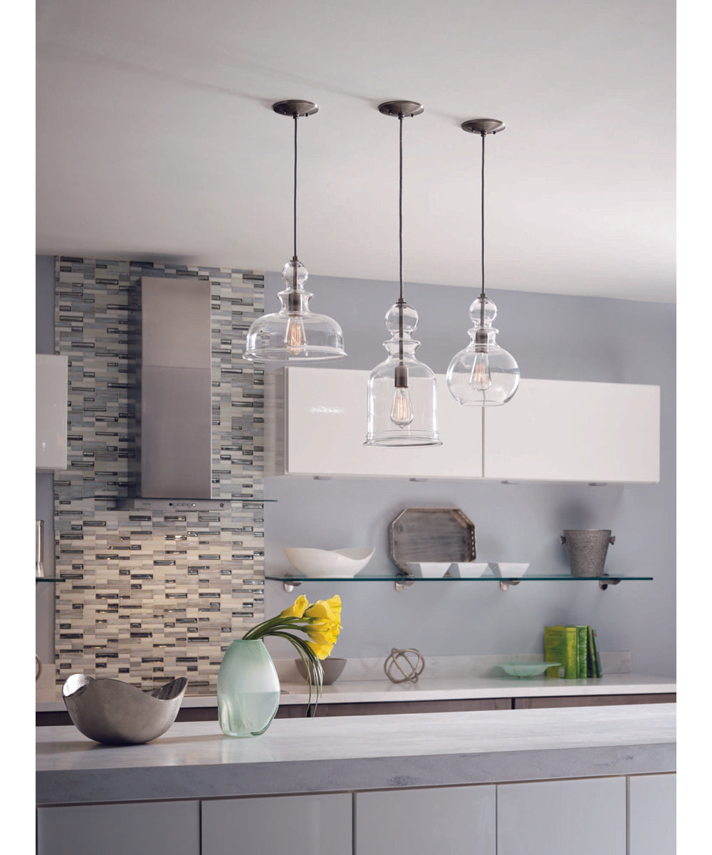 Staunton 1-Light Clear Glass Global Pendant Light Brushed Nickel