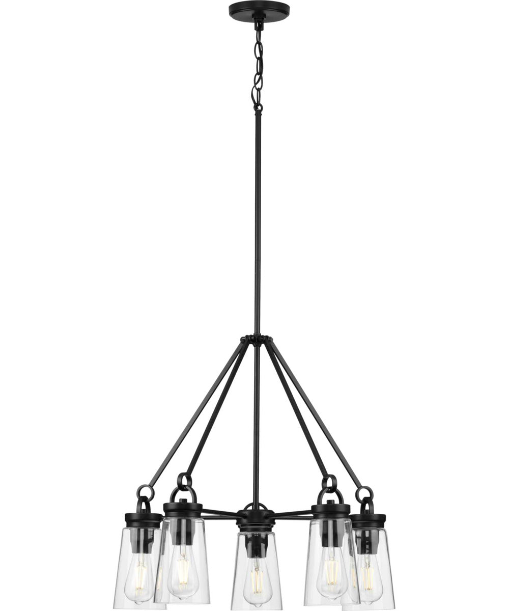 Stockbrace 5-Light Clear Glass Farmhouse Style Chandelier Light Matte Black