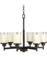 Alexa 6-Light Etched Umber Linen With Clear Edge Glass Modern Chandelier Light Antique Bronze