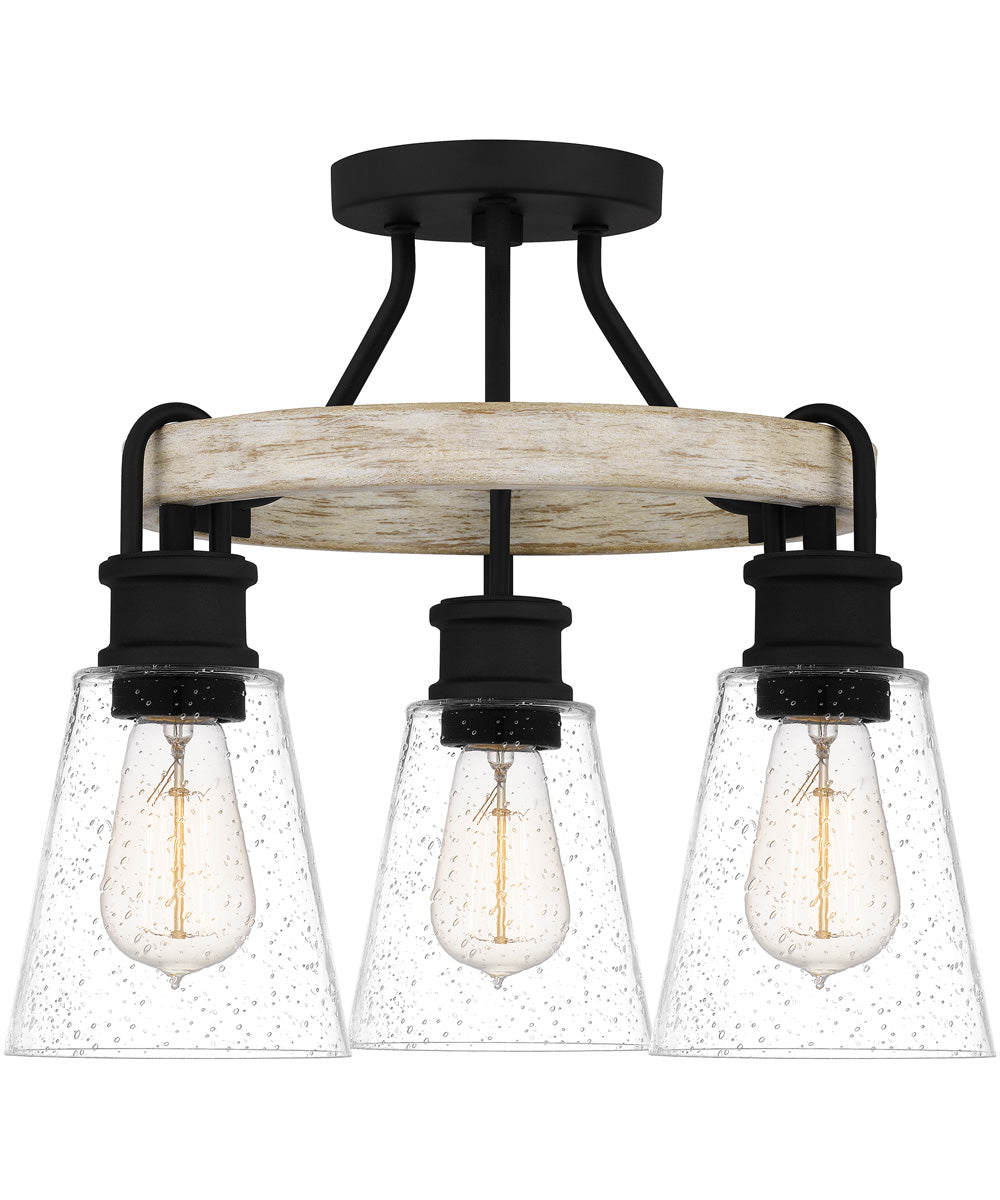 Kingsbridge 3-light Semi Flush Mount Earth Black