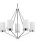 Elevate 5-Light Etched White Glass Mid-Century Modern Chandelier Light Polished Chrome