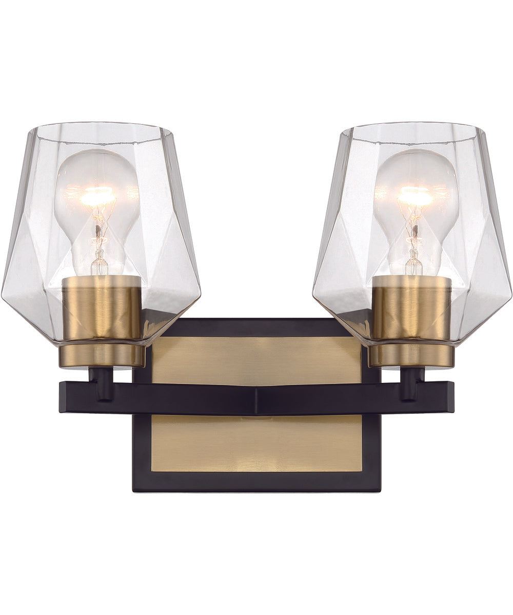 Avante Grand 2-Light Vanity Flat Black/Satin Brass