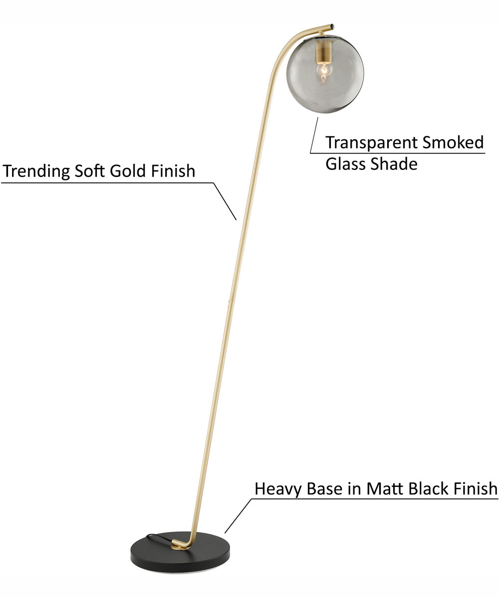 Roden 1-Light Floor Lamp Gold/Smoke Glass Shade