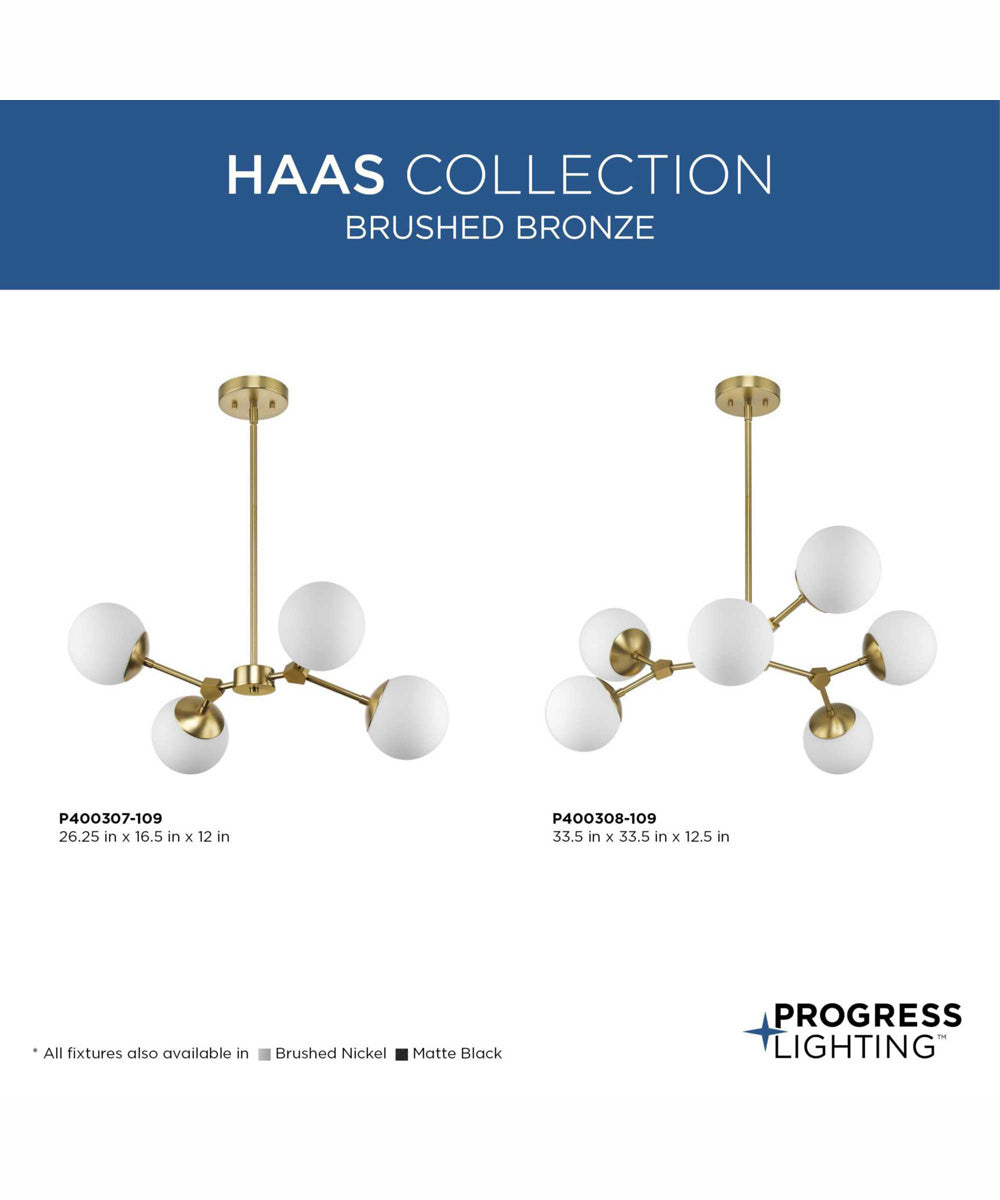 Haas 4-Light Mid-Century Modern Chandelier Brushed Bronze