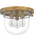 Whistling 3-light Flush Mount Weathered Brass