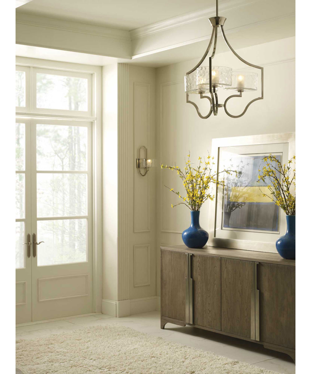Caress 3-Light Clear Water Glass Luxe Chandelier Light Polished Nickel