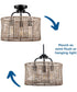 Lavelle 3-Light Mocha finish Rattan Convertible Semi-Flush Ceiling or Hanging Pendant Light Matte Black