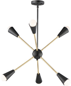 Lovell 6-Light Pendant Black / Satin Brass