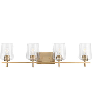 Calais 4-Light New Traditional Clear Glass Bath Vanity Light Vintage Brass