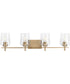 Calais 4-Light New Traditional Clear Glass Bath Vanity Light Vintage Brass