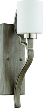 5"W Jasmine 1-Light Wall Sconce Polished Nickel/Weathered Fir