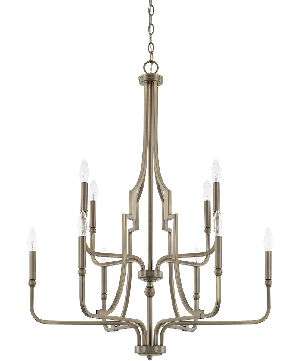Dawson 10-Light Chandelier In Aged Brass