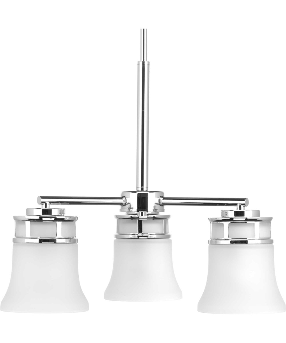 Cascadia 3-Light Etched Glass Coastal Chandelier Light Polished Chrome