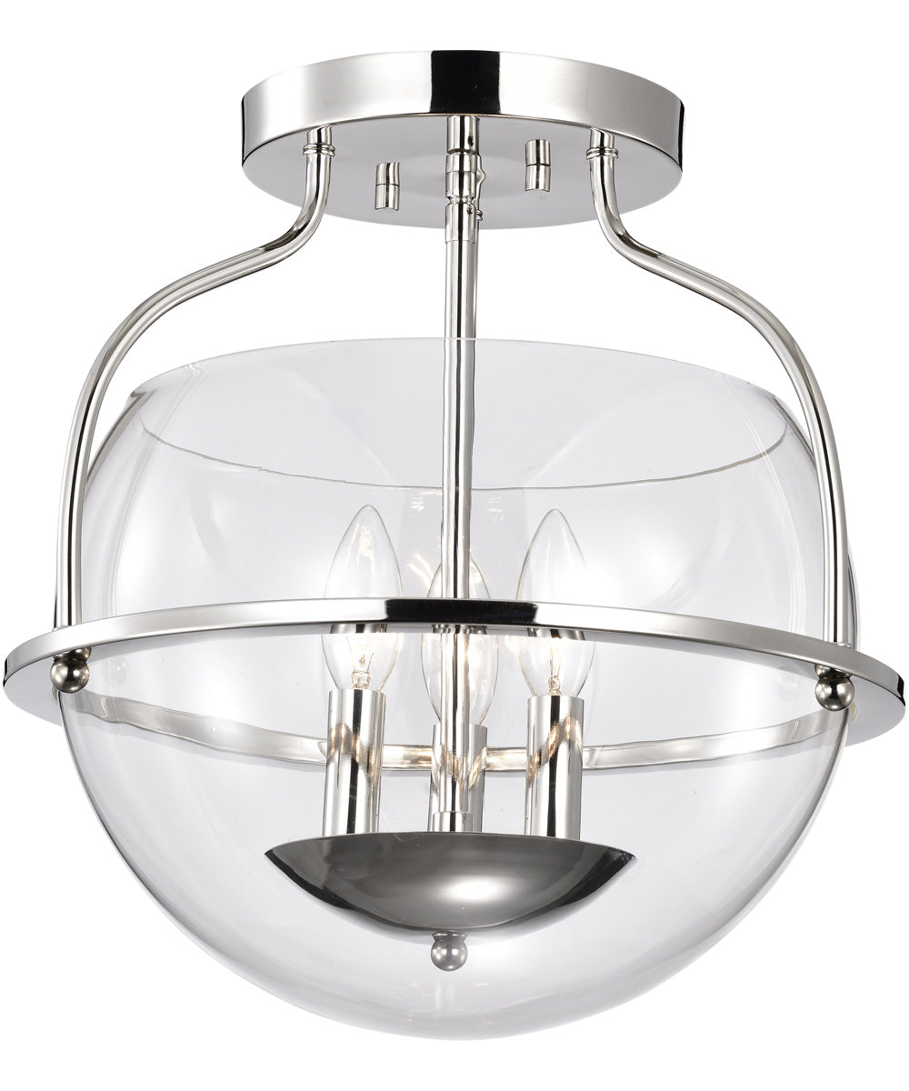 Amado 3-Light Close-to-Ceiling Polished Nickel