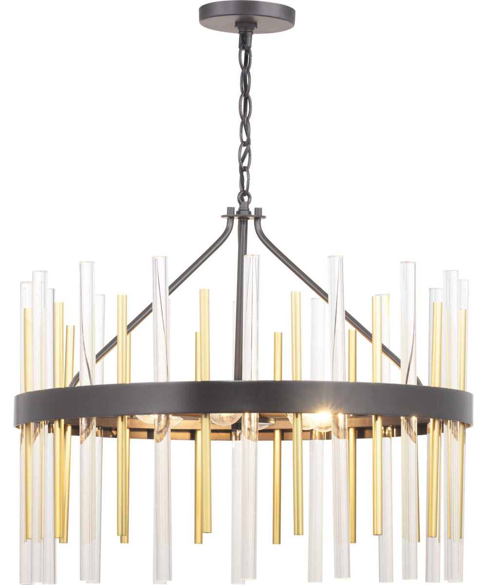 Orrizo 6-Light Clear Glass Luxe Chandelier Light Matte Black