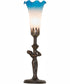 15" High Pink/Blue Tiffany Pond Lily Nouveau Lady Accent Lamp