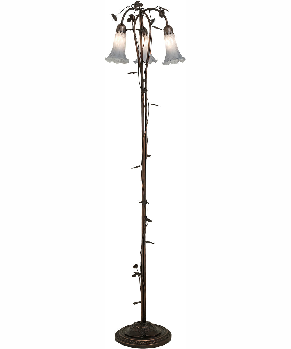 58" High Gray Tiffany Pond Lily 3 Light Floor Lamp