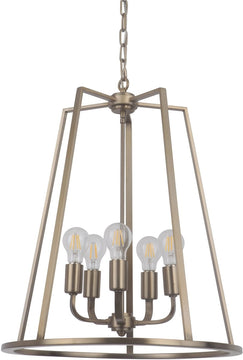 20"W Arc 5-Light Foyer Light Satin Brass