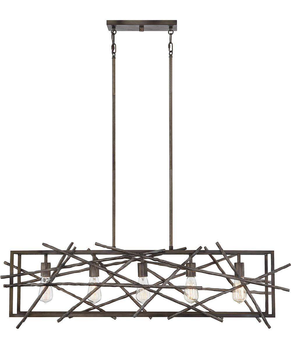 Brigham 5-light Island Light Restored Bronze