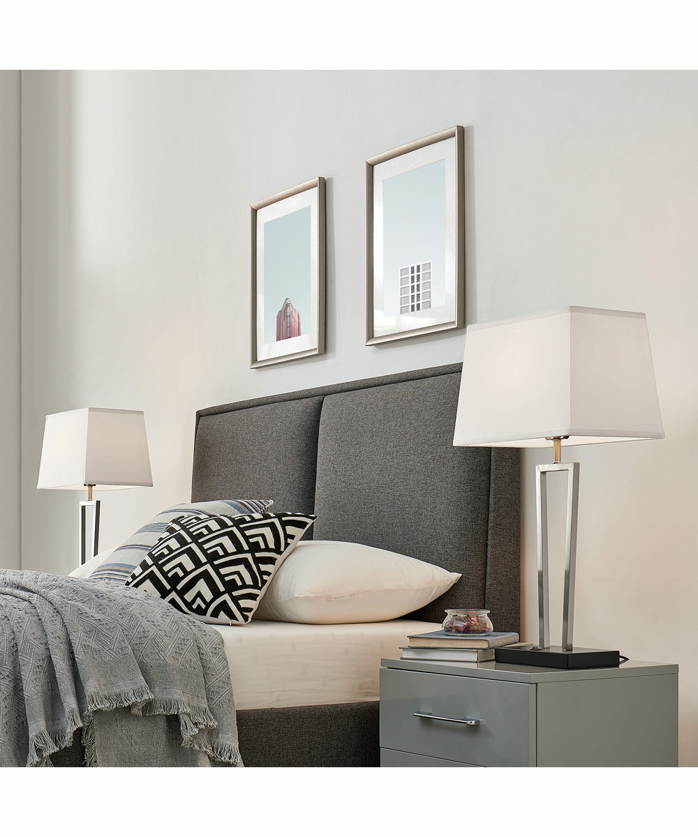 Sonnagh 2-Light 2 Pack-Table Lamp Brushed Nickel/Black/Fabric Shade With Usb